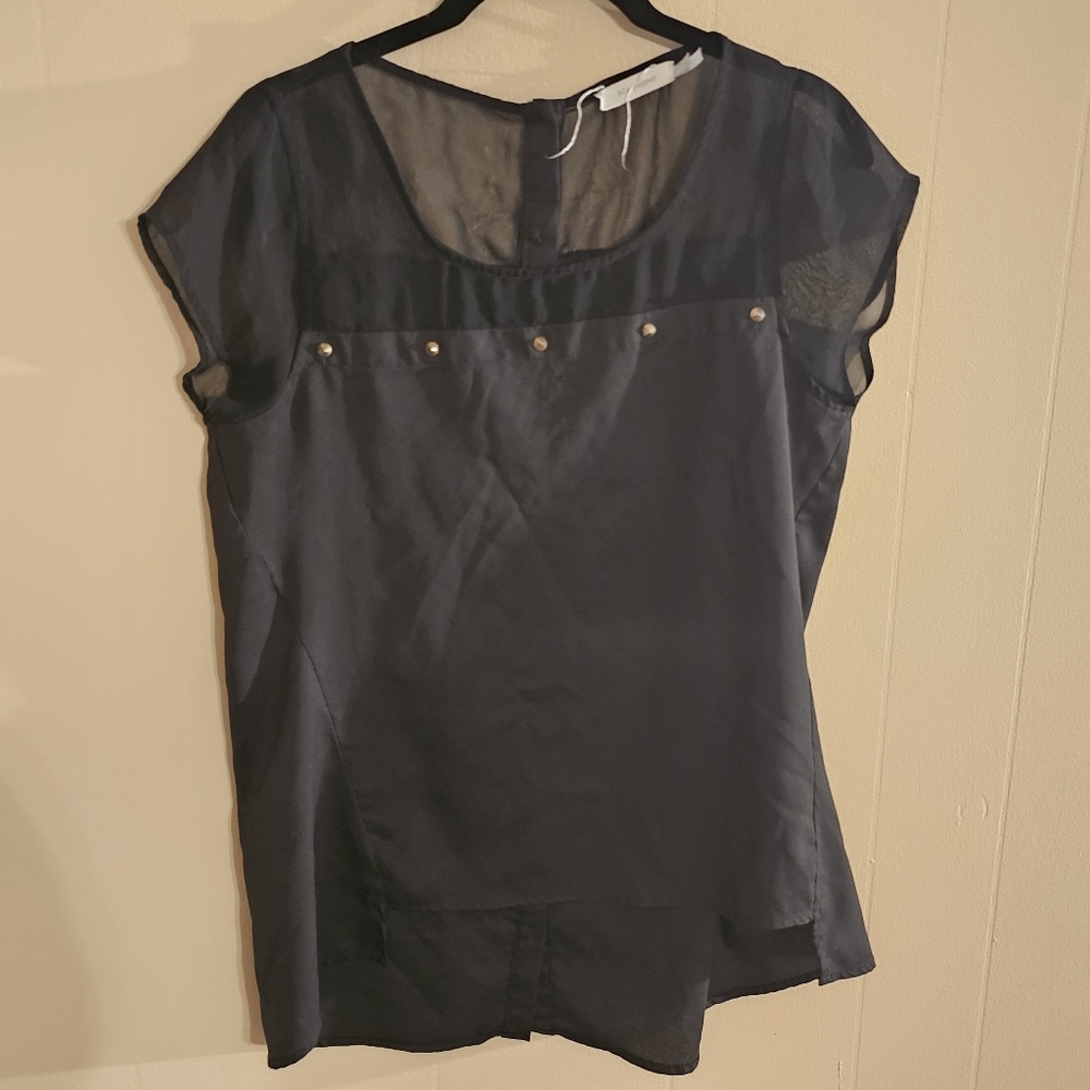 Blu Pepper Small Black Studded Sleveless Blouse Top